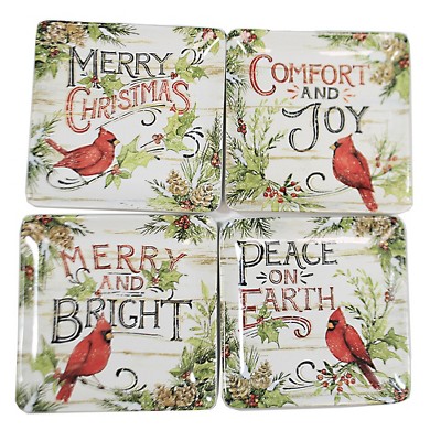 Tabletop 8.75" Evergreen Dessert Plate Set/4 Cardinal Christmas Certified International  -  Dining Plates