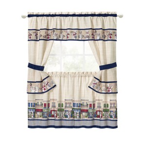 Kate Aurora Bon Appetite French Chef 5 Piece Rod Pocket Cafe Kitchen Curtain Tier & Swag Set - 36 in. Long - 1 of 4