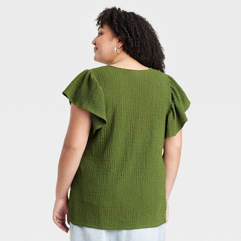 Women's Flutter Short Sleeve V-Neck T-Shirt - Ava & Viv™, 2 of 4
