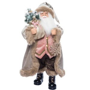 Season's Designs 24" Victorian Standing Santa Figurine with Snowflake Ornament Christmas Decor for Indoor Use, Multicolored Plastic Tabletop - 1 of 3
