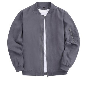 Mens Bomber Jackets Faux Suede Lightweight Flight Jacket Zip Up Active Coat - 1 of 4