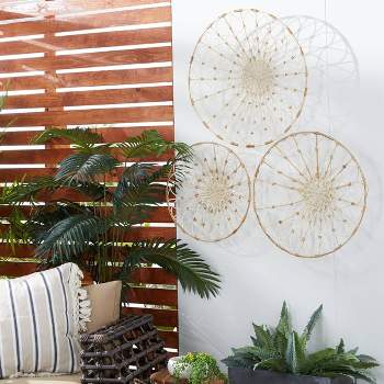 Set of 3 Plate Handmade Woven Basket Wall Decors Cream - Olivia & May