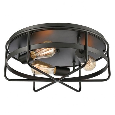Elk Home Wickshire 3 - Light Flush Mount in  Matte Black