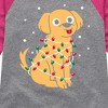 Girls' - Instant Message - Dog Wrapped In Christmas Lights Shirt Tail Raglan Graphic T-shirt - 2 of 4