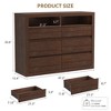 6 Drawer Dresser for Bedroom, Modern Mid Century Chest of Drawers with 2 Open Shelves, 47" Wide Wooden Double Dresser TV Stand for Closet, Living Room - 4 of 4