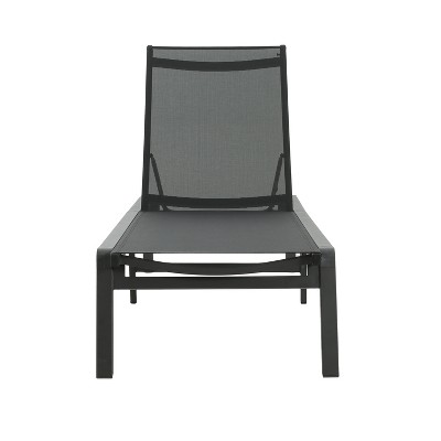 Black Aluminum Adjustable Outdoor Folding Chaise Lounge Set