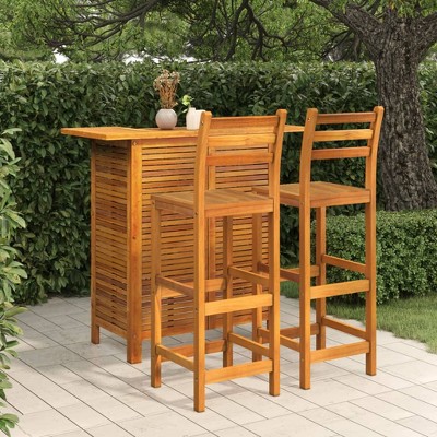 vidaXL Patio Bar Set 3 Piece, Dining Table Set for Outdoor, Bar Table for Garden Yard, Patio Bar Stool, Farmhouse, Solid Wood Acacia