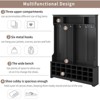 60" Hall Tree Modern Hallway Coat Rack With Metal Hooks 24 Shoe Cubbies For Entryway Bench Living Room Bedroom - 4 of 4