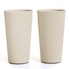 FONTOI 2PCS Round Tall Planter Pot with Drainage Holes, Indoor Outdoor Flower Planters for Garden Living Room Backyard, Beige, 13"*23.6"*13" - 4 of 4