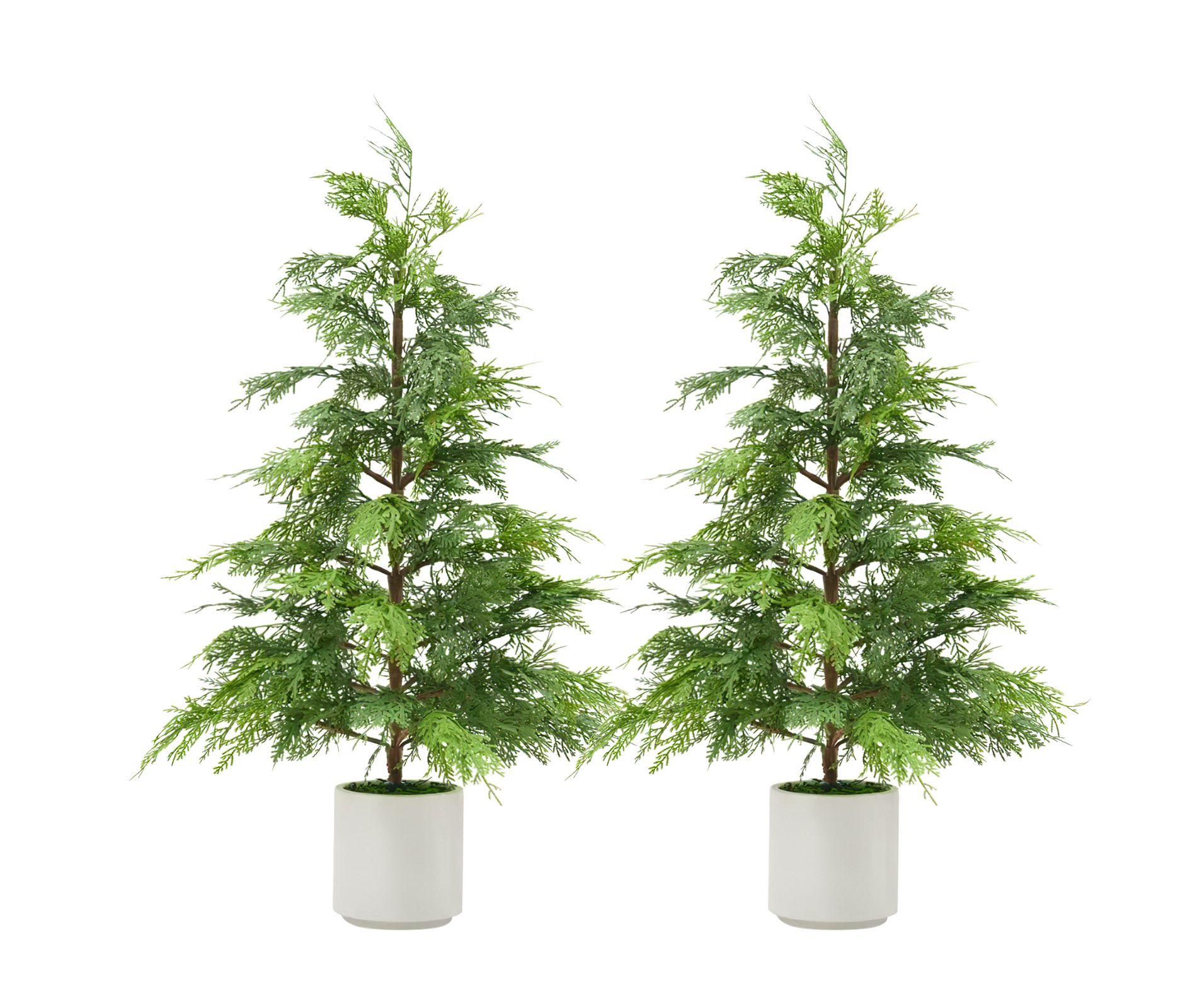 3/4/5/6 FT Christmas Norfolk Pine Tree Artificial Christmas Tree Faux Potted Plants for Front Porch Christmas Indoor Outdoor Decor, 2 PCS