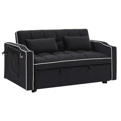 VYNXARIA 55.51 inch versatile foldable sofa bed in 3 lengths, modern sofa velvet pull-out bed