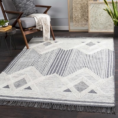Hauteloom Aldbourne Gray Tassel Flatweave Wool Rug