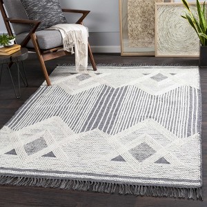 Hauteloom Aldbourne Gray Tassel Flatweave Wool Rug - 1 of 4
