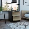 Gulches Nightstand , End Table, Side Table Two Drawers, Metal Handle -Black / Pine - 2 of 4