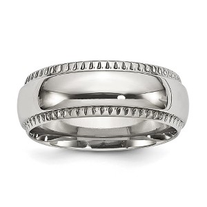 Black Bow Jewelry Men's 8mm Stainless Steel Domed Textured Edge Standard Fit Band - 1 of 4