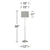 360 Lighting Abba Modern Floor Lamp 66" Tall Brushed Nickel Platinum Gray Dupioni Silk Drum Shade for Living Family Room Bedroom Office House Home - 4 of 4