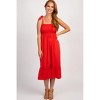PinkBlush Red Solid Self-Tie Smocked Maternity Midi Dress - 4 of 4