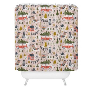 Heather Dutton Home For The Holidays Blush Shower Curtain - Deny Designs: Festive Bathroom Decor, Machine Washable - 1 of 2