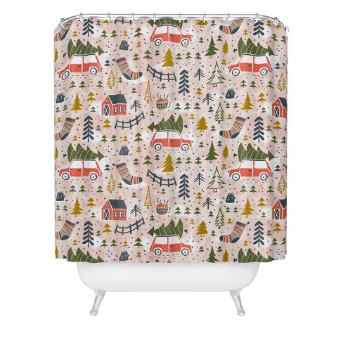 Heather Dutton Home For The Holidays Blush Shower Curtain - Deny Designs: Festive Bathroom Decor, Machine Washable - image 1 of 2