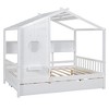 KWPZQEB House Bed Frame with Storage Shlef, Wooden Montessori Bed with Trundle & Fence for Kids, No Box Spring, Easy Assemble - 3 of 4