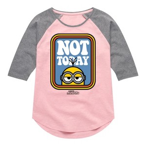 Girls' - Despicable Me Minions - Not Today Shirt Tail Raglan Graphic T-shirt - 1 of 4