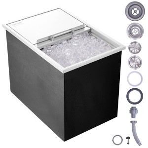 VEVOR Drop in Ice Chest, 27"L x 18"W x 21"H Stainless Steel Ice Cooler, Commercial Ice Bin with Sliding Cover, 40.9 qt Outdoor Kitchen Ice Bar - 1 of 4