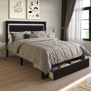 ChaletPosh Velvet Platform Bed with Storage - 1 of 4