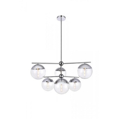 Elegant Lighting Eclipse 6 Lights Chrome Pendant With Clear Glass