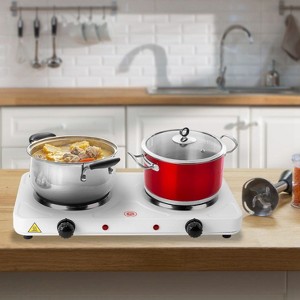 Angel Sar 2000W Portable Double Electric Burner, Dual Hot Plate with 5-Temp Control, Countertop Induction Cooker for Dorm, Office, RV & Travel - 1 of 4