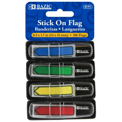 Bazic Products Neon Primary Color Printed Arrow Flags with Dispenser, 25 ct., 4/Pack (Pack of 12)