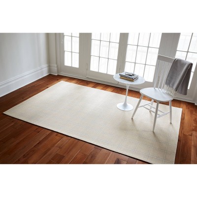 Beige Handwoven Wool 8' x 10' Rectangular Area Rug