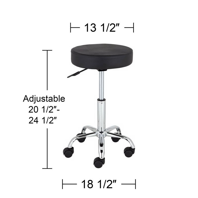 Studio 55D Kelly Chrome Swivel Bar Stool Silver 24 1/2" High Adjustable Modern Rolling Black Round Faux Leather Cushion for Kitchen Counter Island, 4 of 7