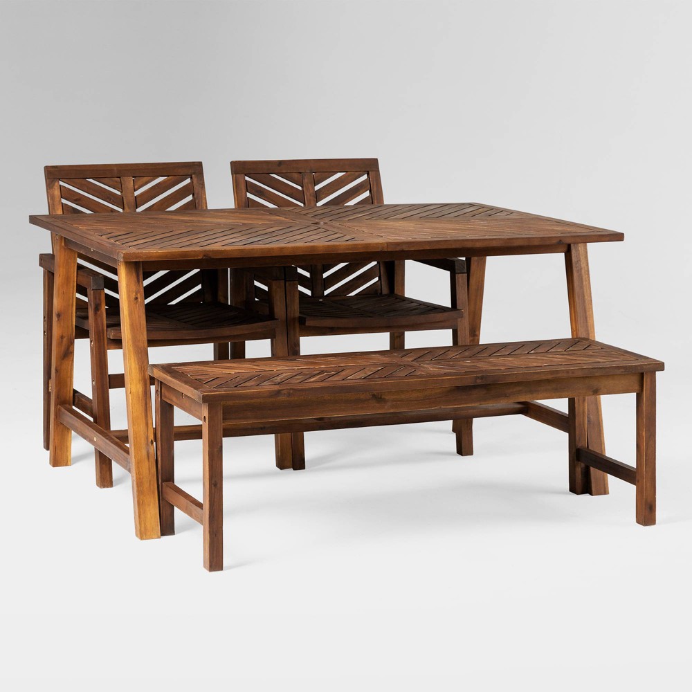 Coro Chevron 4pc Acacia Wood Dining Set Dark Brown Saracina Home