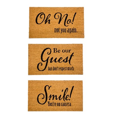 Birdrock Home Welcome Coir Doormat - 18 X 30 - (tan,black) welcome :  Target