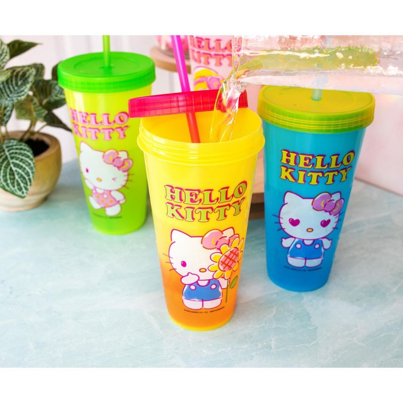 Silver Buffalo Sanrio Hello Kitty Garden Doodle Color-Changing Plastic Tumbler Cups | Set of 4, 5 of 7