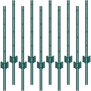 VEVOR 3 Feet Fence Post, 10 Pack T-Post Heavy Duty Metal Fence Posts, Sturdy Steel Fence Stakes for Garden Yard,Lawn,Farms and Outdoor Wire Fencing - 1 of 4