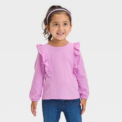 Image of Toddler Girls' Pucker Knit Long Sleeve T-Shirt - Cat & Jack™ Lavender 3T