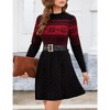 Women Long Sleeve Knitted Crewneck High Waist A-Line Cute Mini Sweater Dress Ugly Black XXL - 2 of 4