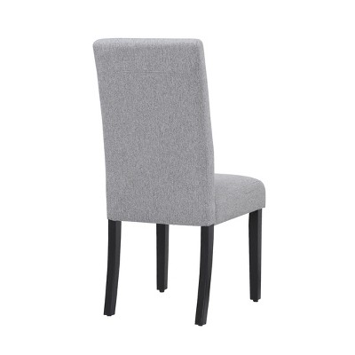 Gray Linen Upholstered Parsons Dining Side Chair with Rubberwood Legs