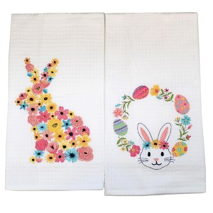 C & F ENTERPRISES 27.0 Inch Bunny Wreath Towel Kitchen Towel - 1 of 3
