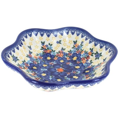 Blue Rose Polish Pottery Blue Dahlia Medium Daisy Bowl