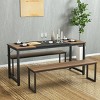 Costway 63'' Dining Table Rectangular Two-Tone Kitchen Table For 6 People w/ Metal Frame - 4 of 4