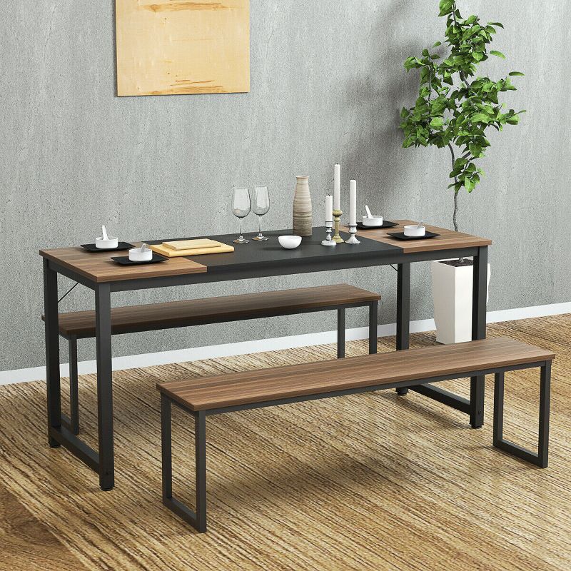 Costway 63'' Dining Table Rectangular Two-Tone Kitchen Table For 6 People w/ Metal Frame, 4 of 11