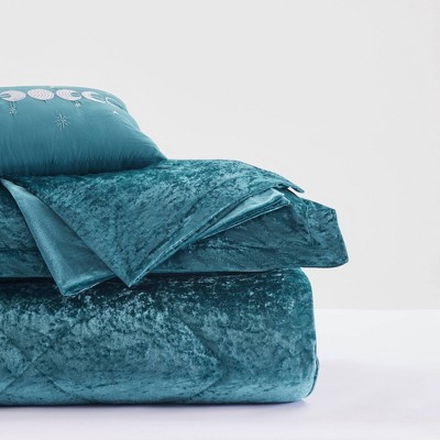 Intelligent Design 4pc Full/Queen Alyssa Velvet Quilted Diamond Ultra Soft Comforter Set Teal: Luxury Glam Bedding, Hypoallergenic, OEKO-TEX Certified — фото 6