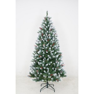 Artificial Christmas Tree, Norway Spruce, Artificial Christmas Pencil Tree with Pine Cones, Holly Berries & Stand - 1 of 1