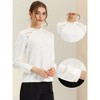 Allegra K Women's Lace Trim Crew Neck Long Sleeve Elegant Blouse - 2 of 4