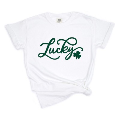 Simply Sage Market Women's Lucky Clover Puff Print Short Sleeve Garment Dyed Tee