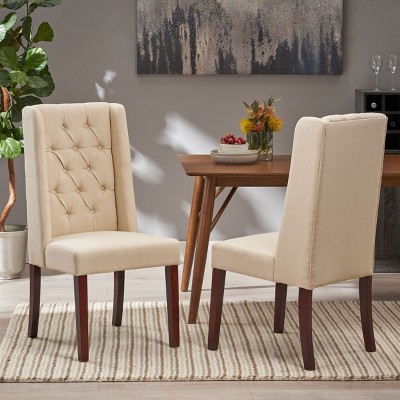 Dining Chairs Bar stool Upholstered Chair Contemporary Barstools with Button Tufted Decoration and Wooden Legs, Beige-Christopher Knight Home