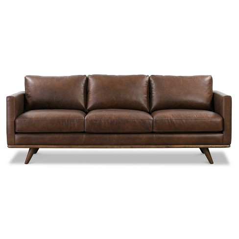 Poly & bark brown deals leather sofa modern