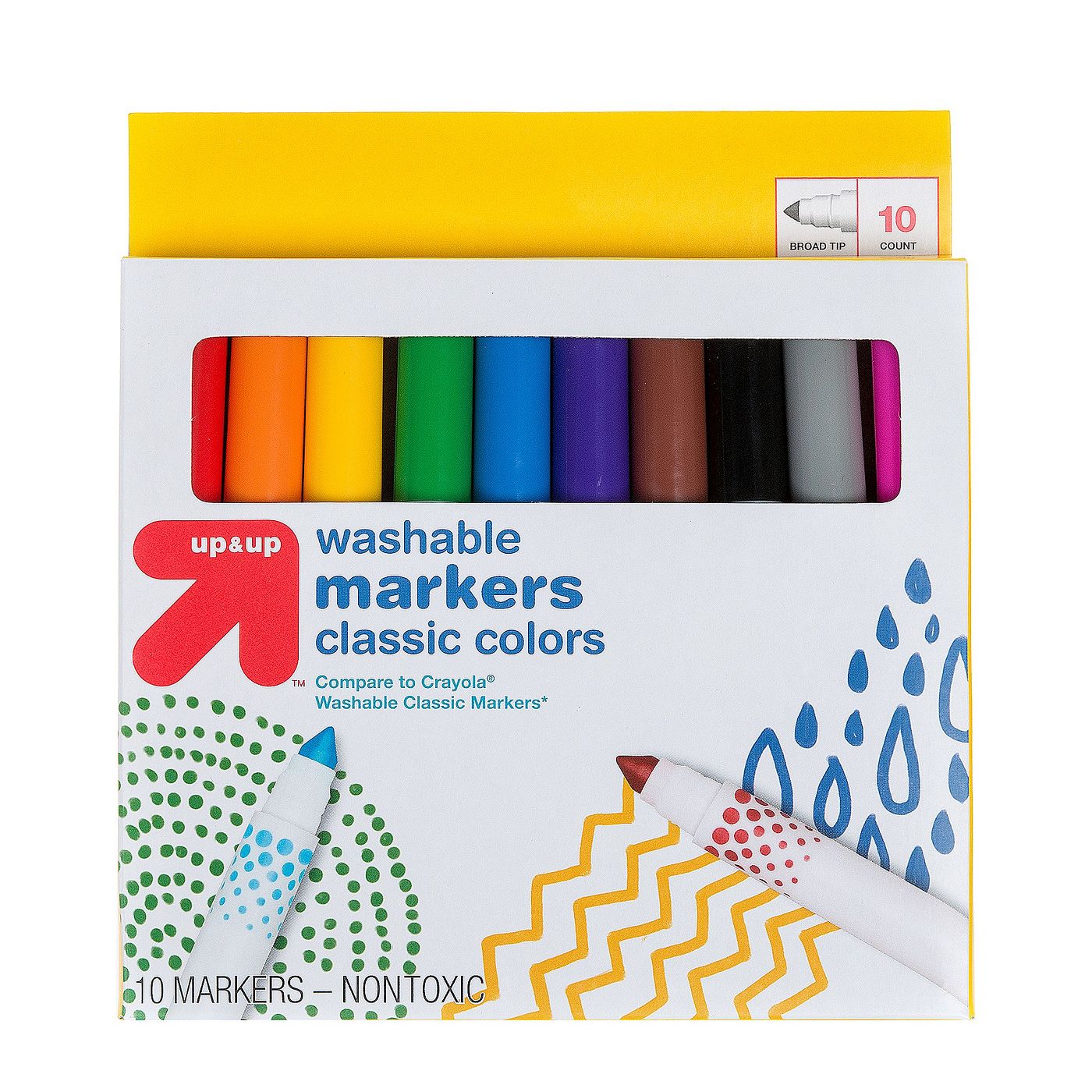 10-Count Up&Up Markers Broad Tip Washable Classic Colors